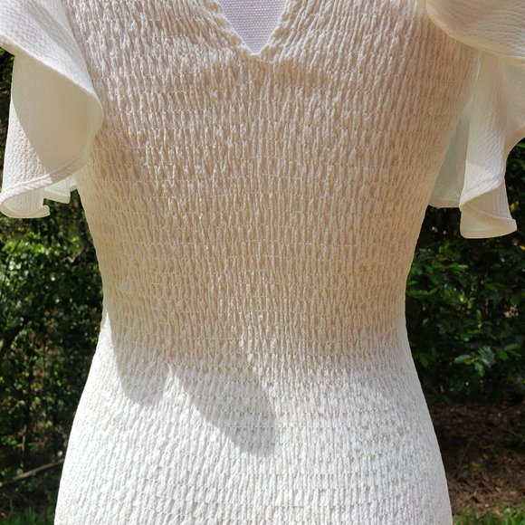 C/MEO COLLECTIVE Fit & Flare Ruffle Hem Mini Dress in Ivory Size Medium New - Picture 8 of 11